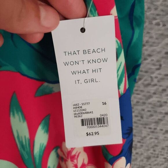 NWT SWIM by CACIQUE Tropical Floral Blouson No Wires lightly Padded Tankini 16 - Picture 4 of 9